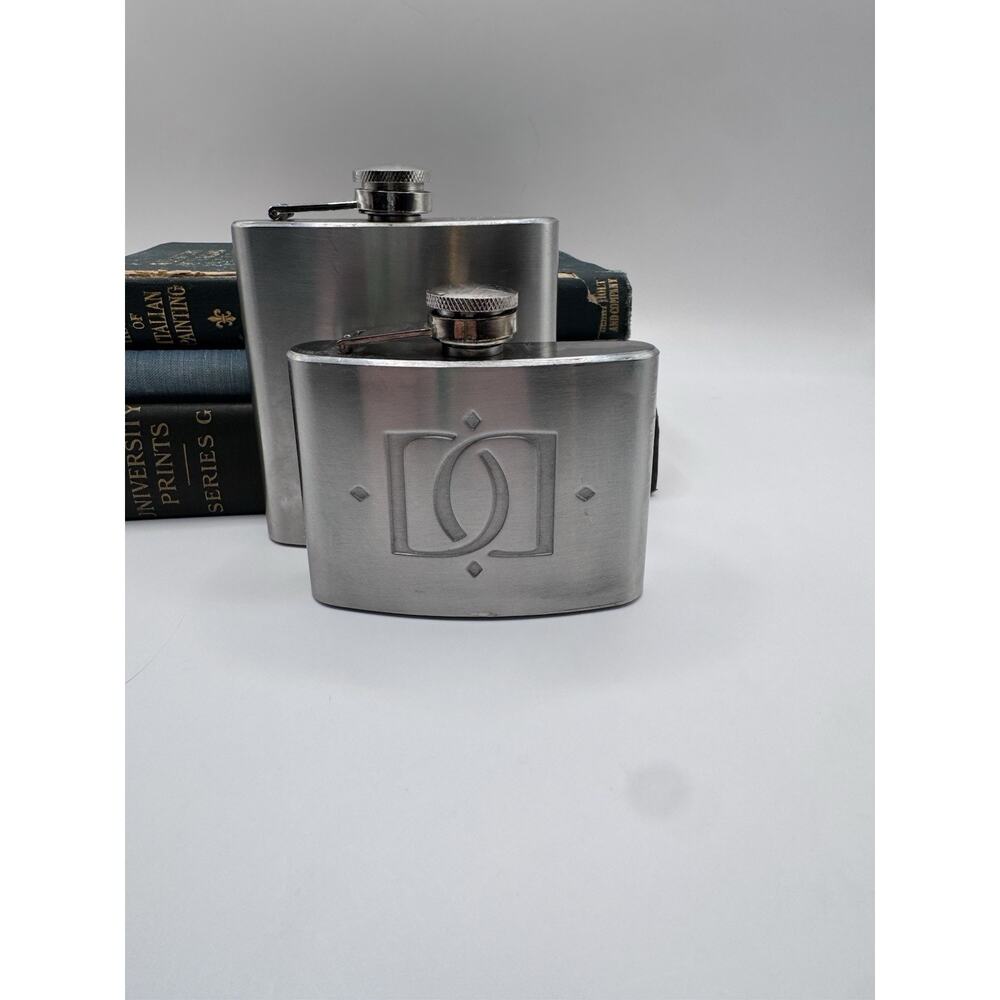 Set 2 Stainless Steel Hip Flasks Monogram Engraved Pocket Liquor